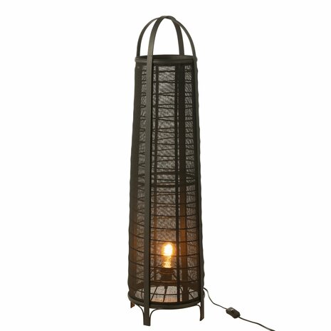 Lamp Don Katoen Bamboe Zwart&nbsp;Hoogte 100cm. Van J-Line.
