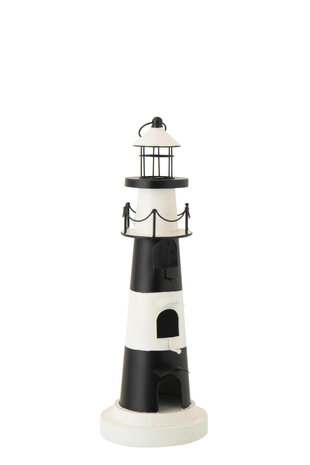 Vogelhuisje Vuurtoren IJzer H63 cm Zwart/Wit J-Line