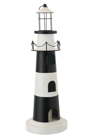 Vuurtoren Met Licht IJzer Zwart/Wit  J-Line