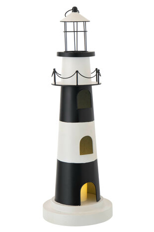 Vuurtoren Met Licht IJzer Zwart/Wit  J-Line