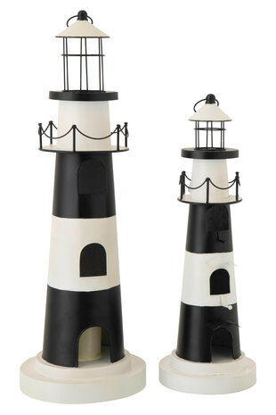 Vuurtoren Met Licht IJzer Zwart/Wit  J-Line