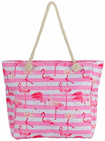 Strandtas Flamingo's 51x39x13cm