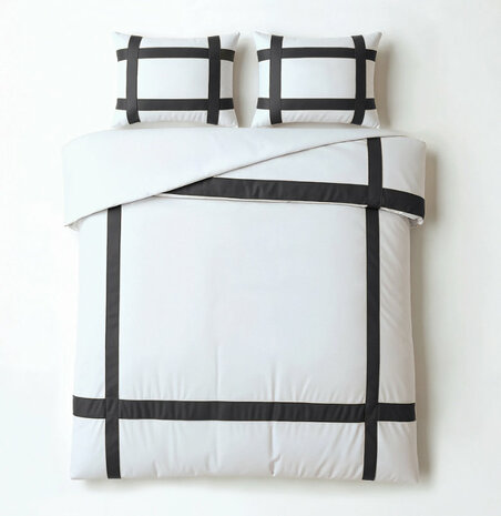 Dekbedovertrek Alberto Zwart-Wit&nbsp;240 en 200 x 200/220 cm inclusief 2 kussenslopen Stijlvol en Tijdloos Design 100% Katoe