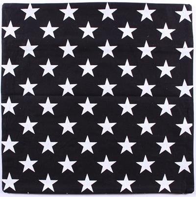 Kussenovertrek | Zwart met Witte sterren | 50 x 50 cm.