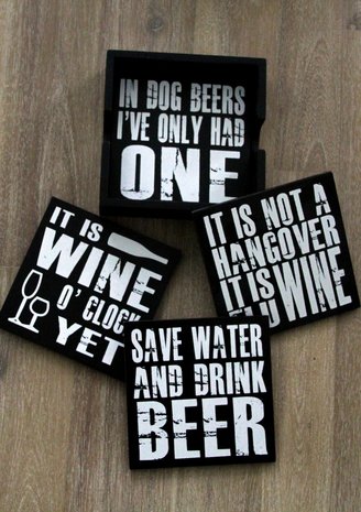 Onderzetters-set 5 dlg WINE/BEER