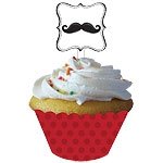 Cupcake cups incl. decoratie prikker met snor