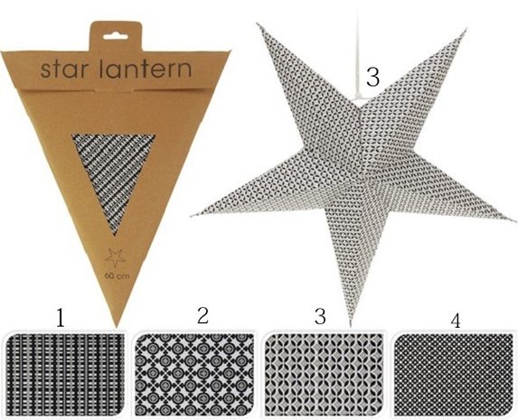 Kerstster 60cm zwart wit