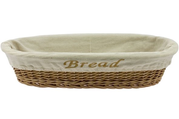 BROODMANDJE BREAD MET DOEK 40X18XH10CM  RIET/LINNEN