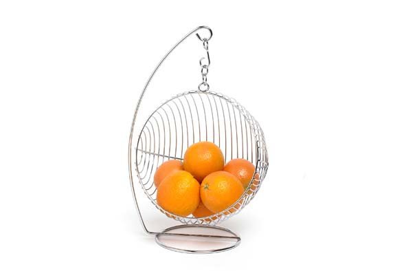 Fruitmand | Fruitschaal van Chroom | Hangend model.    Leuke en trendy fruitmand, een "blikvanger" in uw keuken!