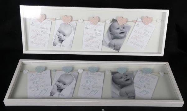 Fotolijst Baby, van hout met knijpertjes voor Babyfoto's