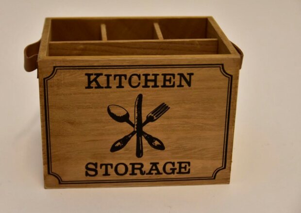 Bestekhouder "Kitchen Storage" Hout/Leder