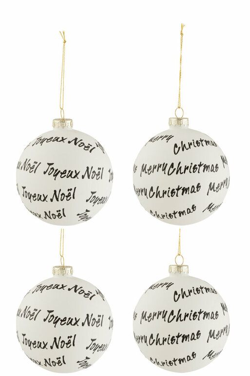 Bijzettafeltje Bourgeon Huiskamer Kerstballen zwart wit. Kerstversiering in de kleuren zwart en wit,  kerststerren, kaarsen,kerstemmers, manden voor kerst - zwartwitshop