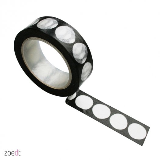 masking tape zwart wit met hartjes, washitape