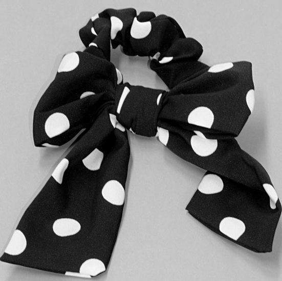 Scrunchie Bow Dots/ Stippen in zwart wit     