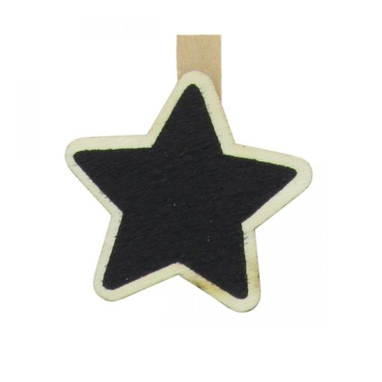 Krijtbordje op knijper ster 3,5 cm (8 stuks)