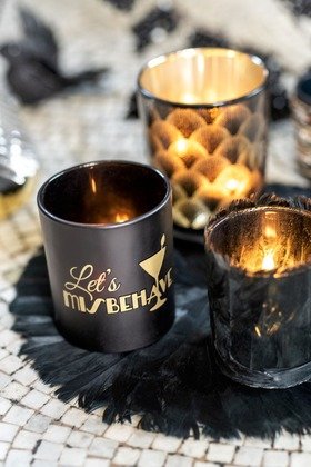 Theelichthouder Gatsby /Miss behave Glas set 2 stuks J-Line 