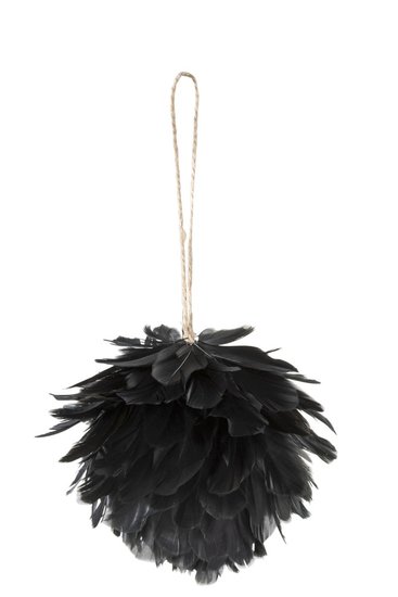 Bal van veren zwart 10 cm