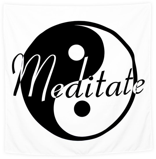 Wandkleed Meditate Zwart wit