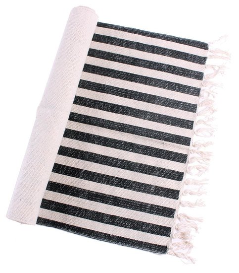Vloerkleed |Zwart-Ecru 140 x 70