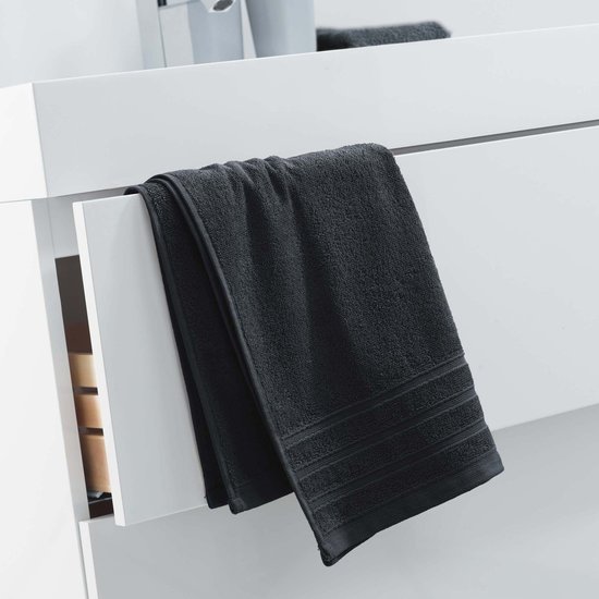 Handdoek 50x90 cm zwart katoen