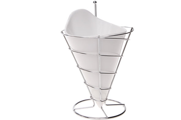 FRIETZAK MET HOUDER D12XH23CM PORSELEIN SET 2