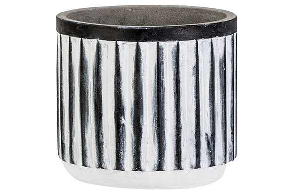 BLOEMPOT ZWART WIT H12CM CEMENT 