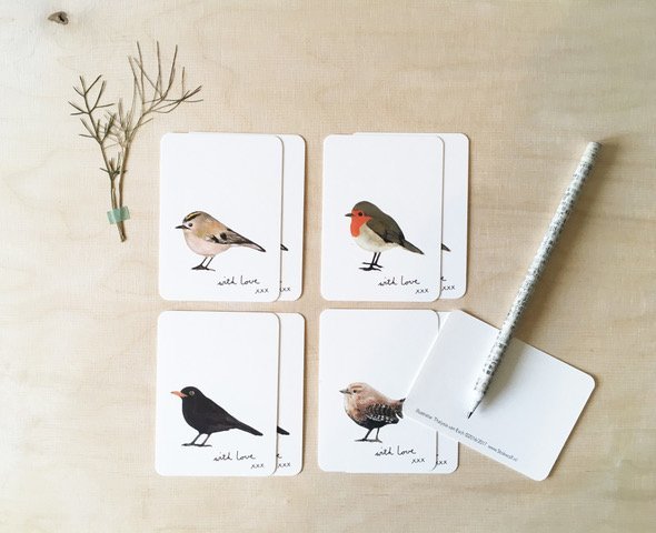 Mini kaartjes Birds (set 8)