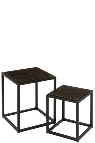 Bijzettafels Graniet/Metaal Zwart Set 2 