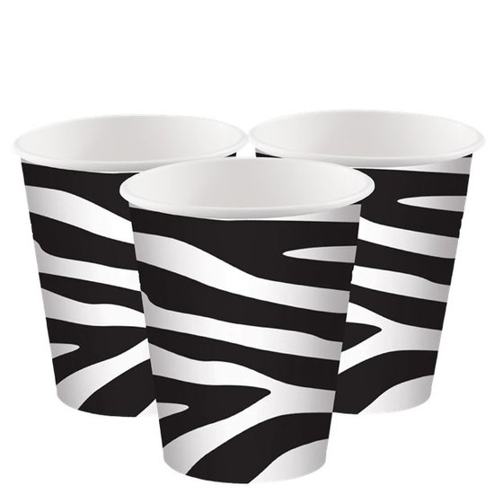 Bekers Zebra zwart wit 8x