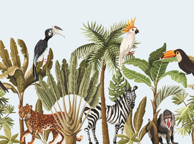 BUITENSCHILDERIJ 58X78CM JUNGLE DIEREN
