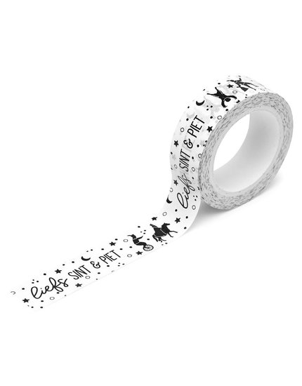 Masking tape wit met en tekst 'liefs Sint en Piet'.