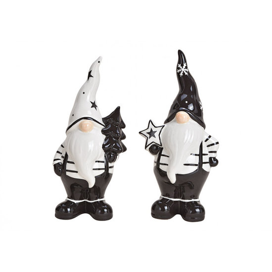 Kerstman met ster/kerstboom wit,zwart 2 ass