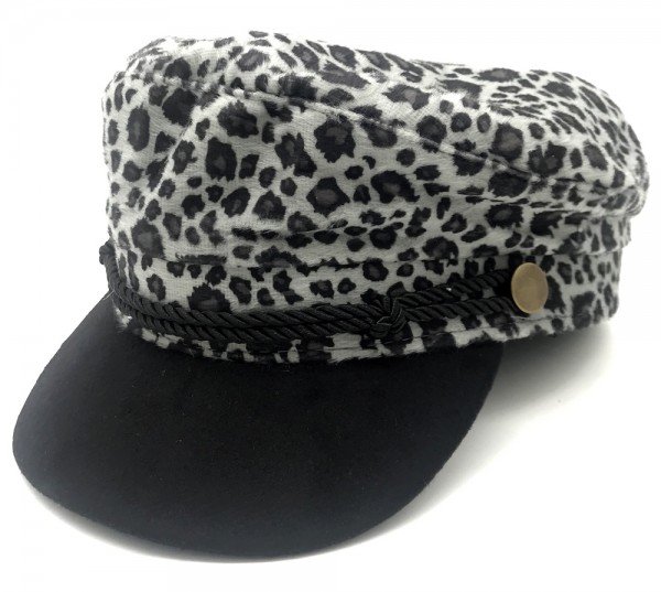 Sailor Cap Animal Print Grey-Black