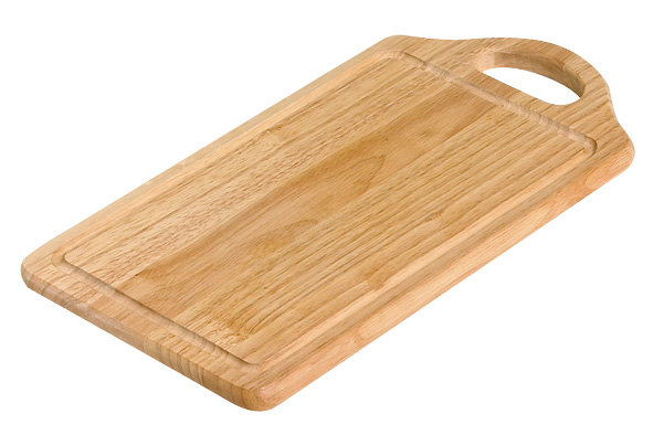 SNIJPLANK MET HANDVAT 39X24X1.8CM RUBBER WOOD