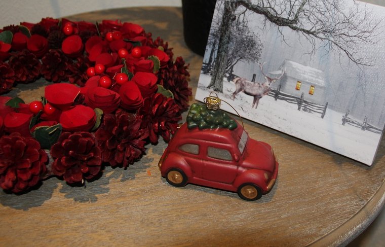 Kerstboomhanger auto 11 cm Rood