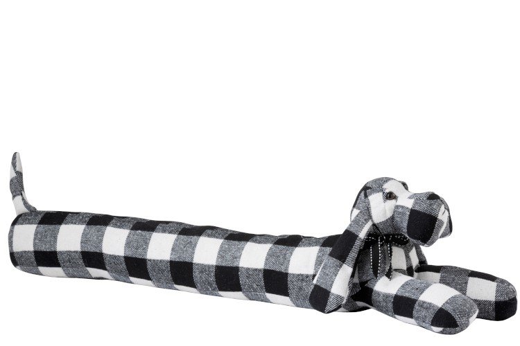 Deurstop Tochthond Textiel Wit/Zwart J-Line