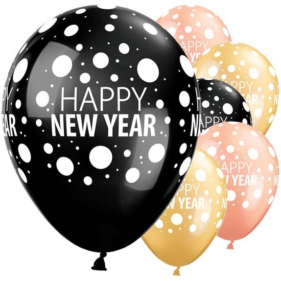 Happy New Year Dots Balloons 