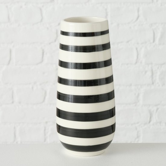 Vaas Zwart Wit strepen 20 cm