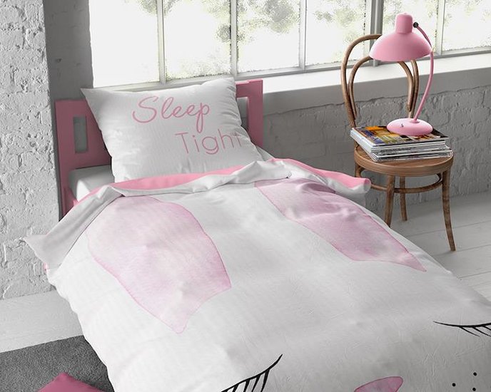 CUTE BUNNY ROZE 140 x 200 DEKBEDOVERTREK KATOEN