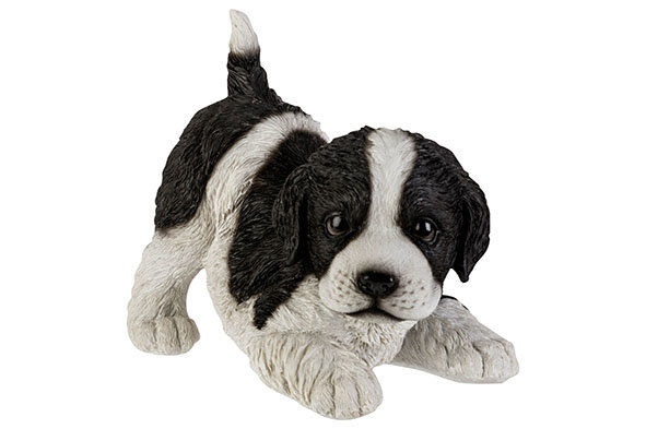 HOND PUPPY ZWART-WIT 19X12XH16CM POLYRESIN