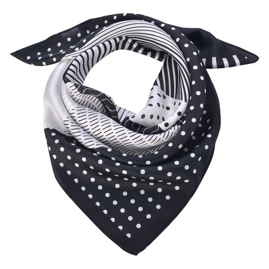 Sjaal zwart kleine stip/streep wit Clayre & Eef