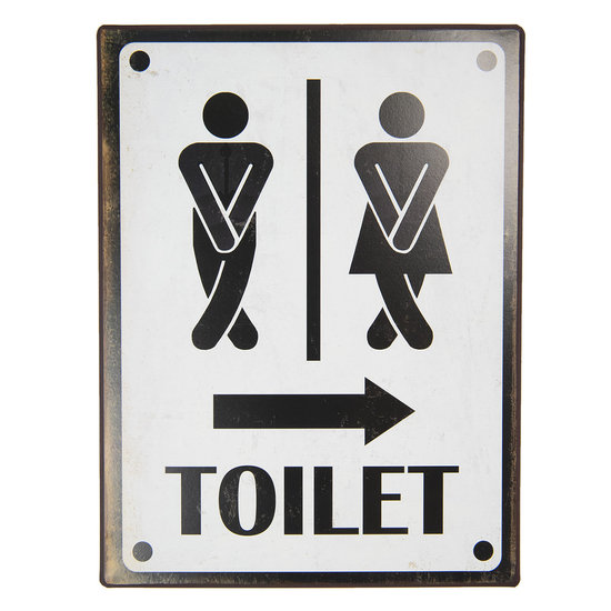 Tekstbord Toilet wit zwart 35 x 26cm.