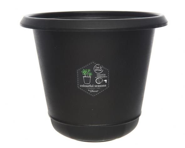 Buitenpot plastic  pot black dia24x22cm