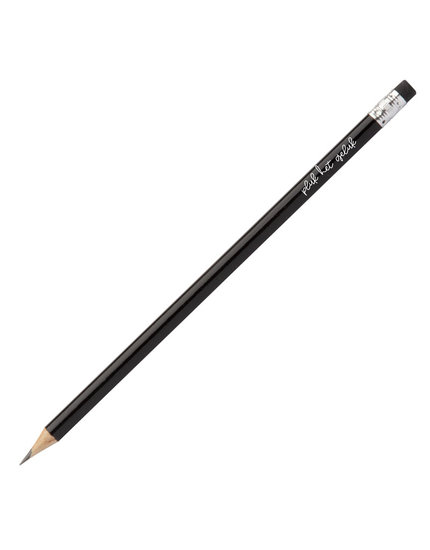 Zwart potlood met tekst 'Pluk het geluk' ZOEDT