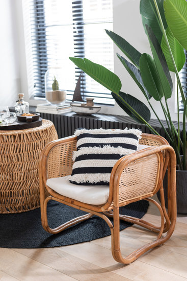 Kussen Streep Monochroom Katoen Zwart/Wit 