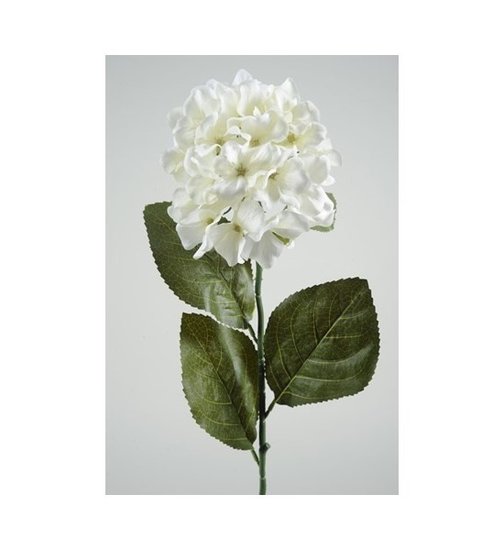Hortensia op steel wit zijde 68cm