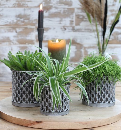 Bloempotten metaal Grey set 3