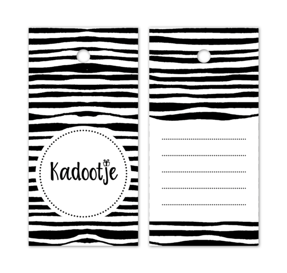 Labels Kadootje zebra wit/zwart set 4