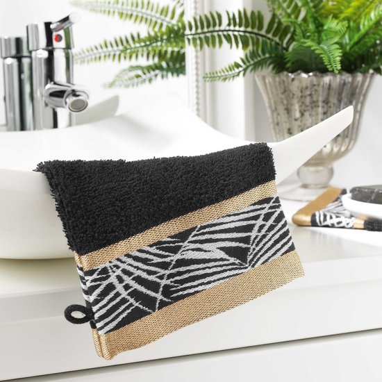 Washand zwart 100% katoen set 2