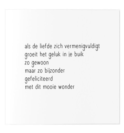 Kaart Zwangerschap/Gedicht met envelop